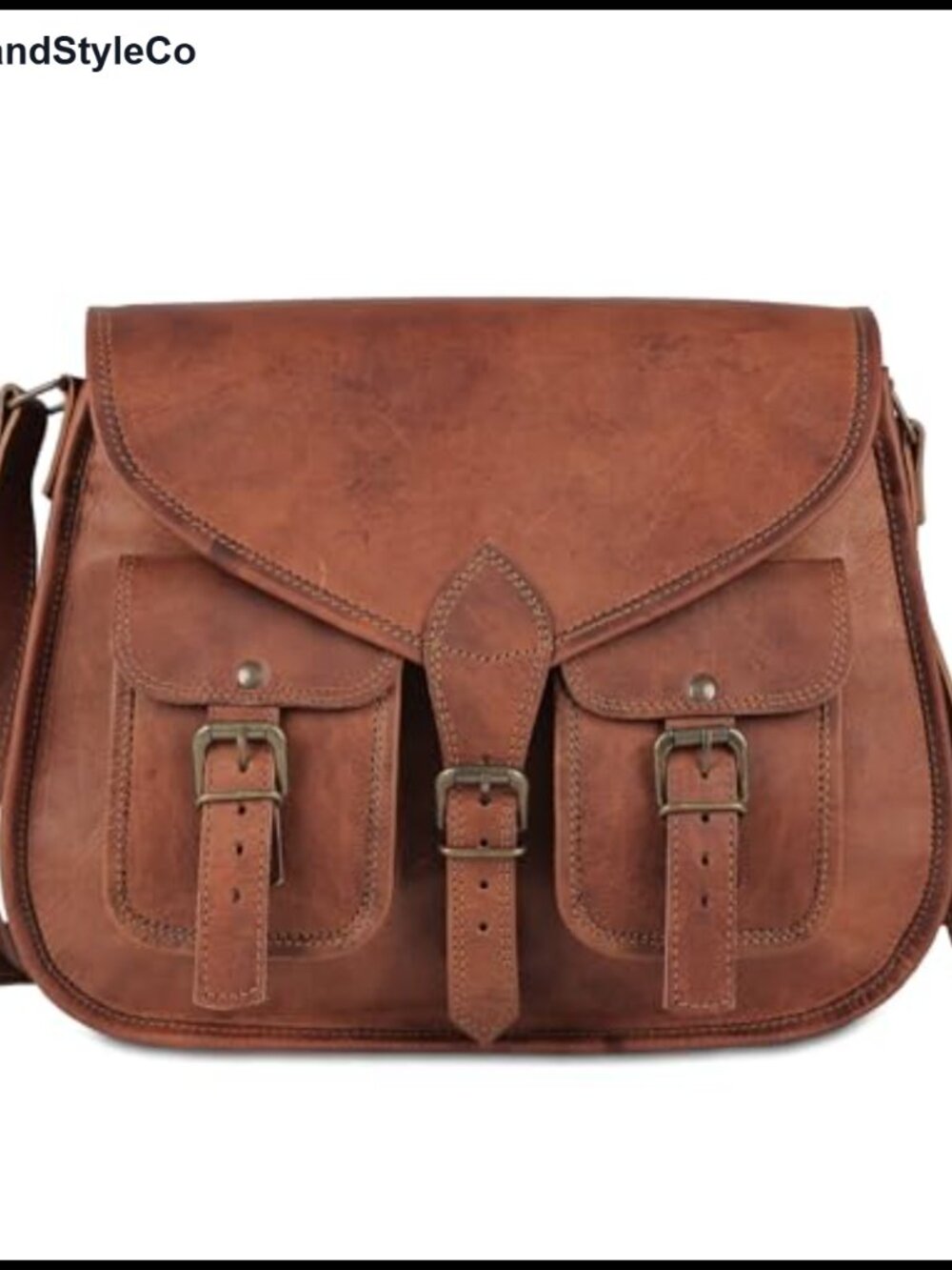 Full-Grain Leather Satchel Crossbody Shoulder Bag Travel Purse